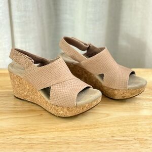 Clarks Stylish Tan Wedge Sandals